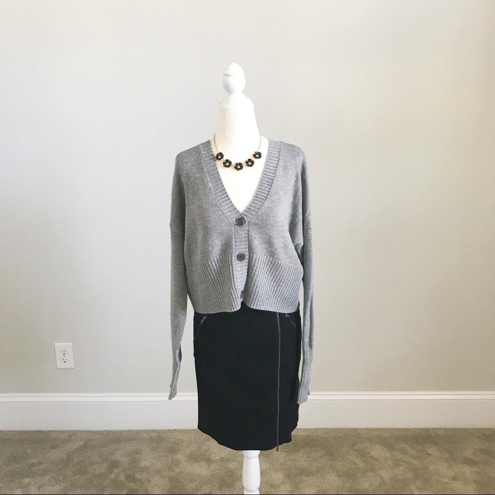 H&M Grey Button-down Cropped Sweater